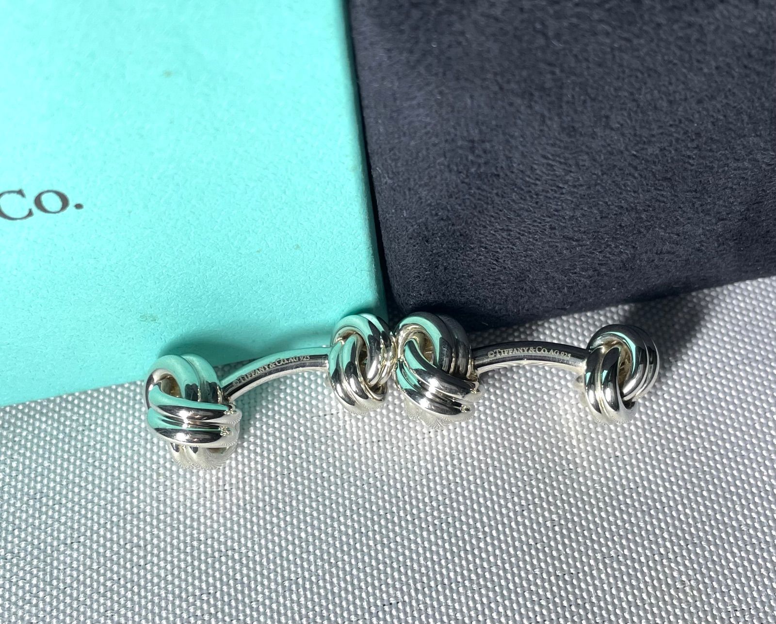 美品 TIFFANY ティファニー ツイストノットカフス ボタン カフリンクス