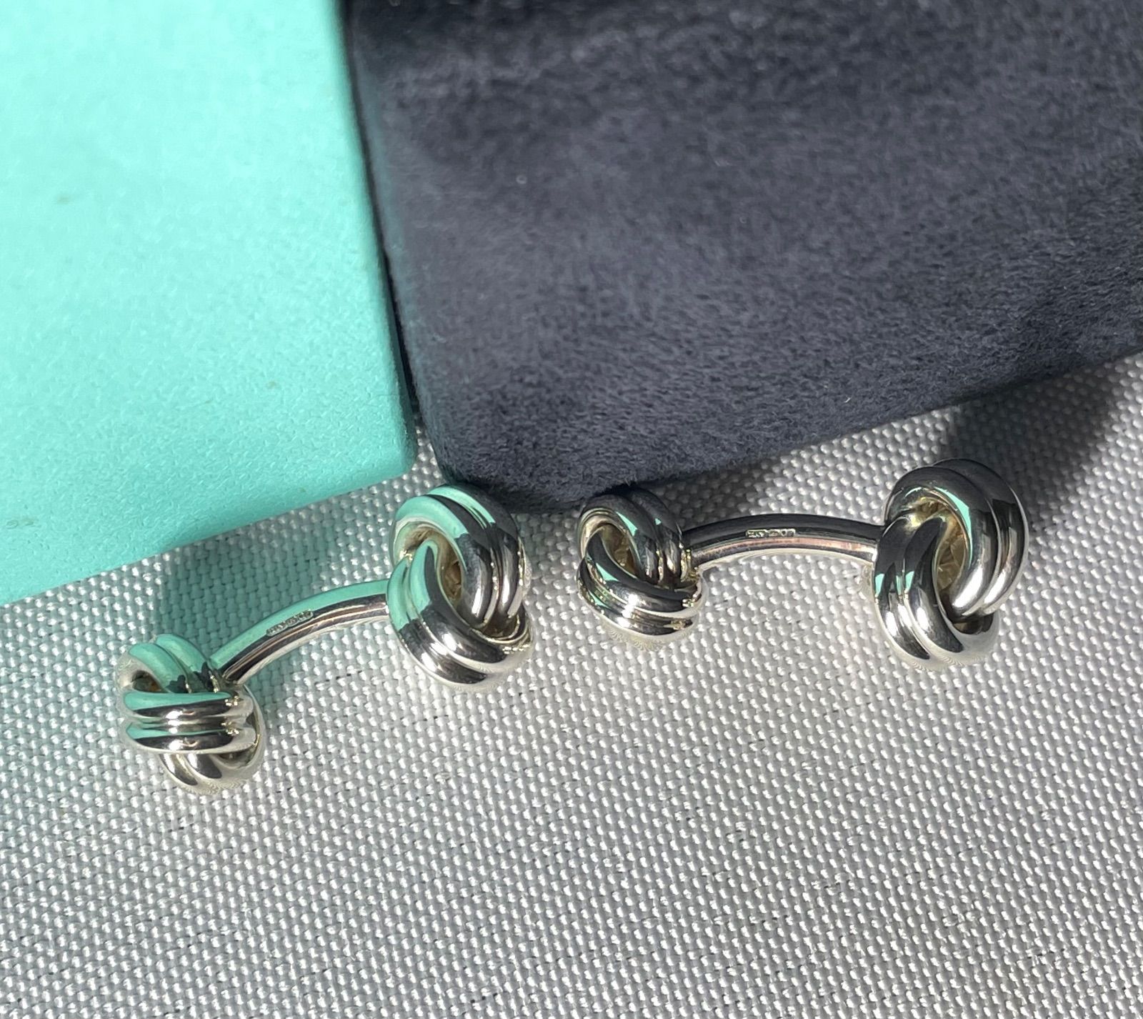 美品 TIFFANY ティファニー ツイストノットカフス ボタン カフリンクス