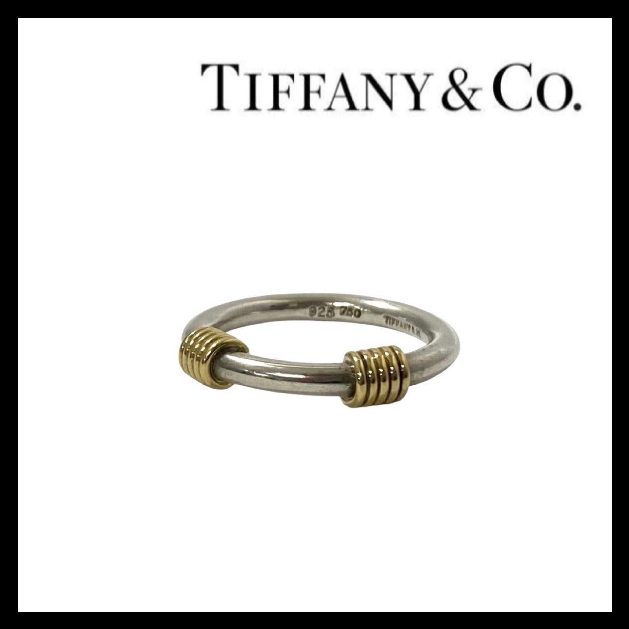 MU【TIFFANY&Co.】バンドウィズ 2ワイヤー リング SV925 750 SILVER