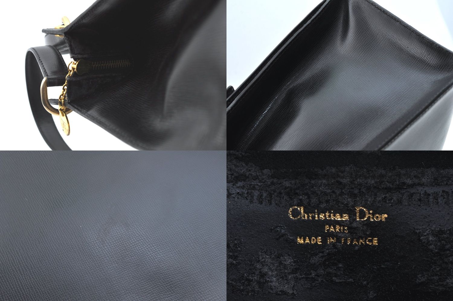 Christian Dior ディオール ショルダートートバッグ レザー ブラック