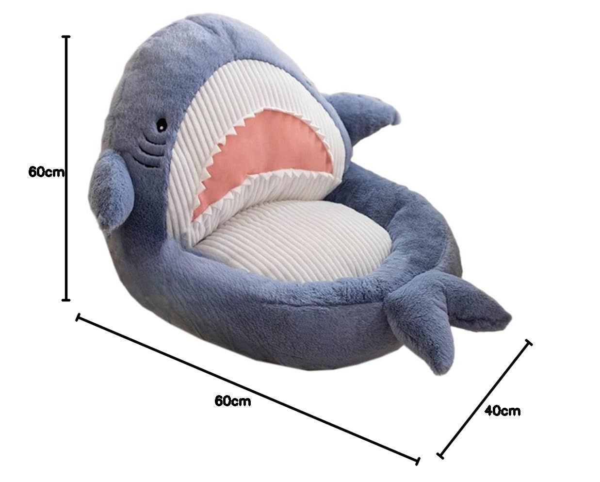 サメ 可愛い 柔らかい 座布団 60×60cm 折りたたみ 背もたれ 多機能 座椅子 座面クッション ミニソファー チェア パッド クッション 故島倉