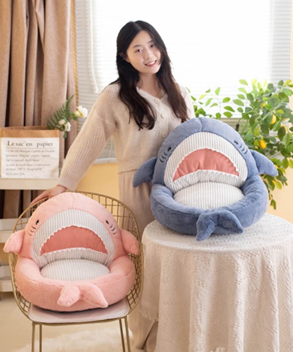 サメ 可愛い 柔らかい 座布団 60×60cm 折りたたみ 背もたれ 多機能 座椅子 座面クッション ミニソファー チェア パッド クッション 故島倉