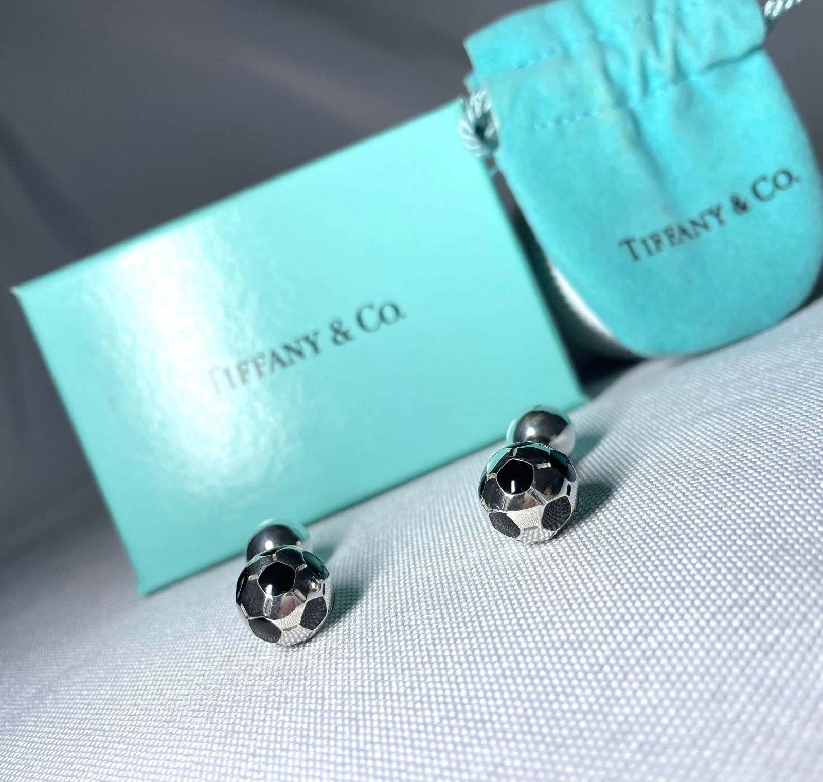 美品 Tiffany ティファニー サッカーボールカフス カフリンクス