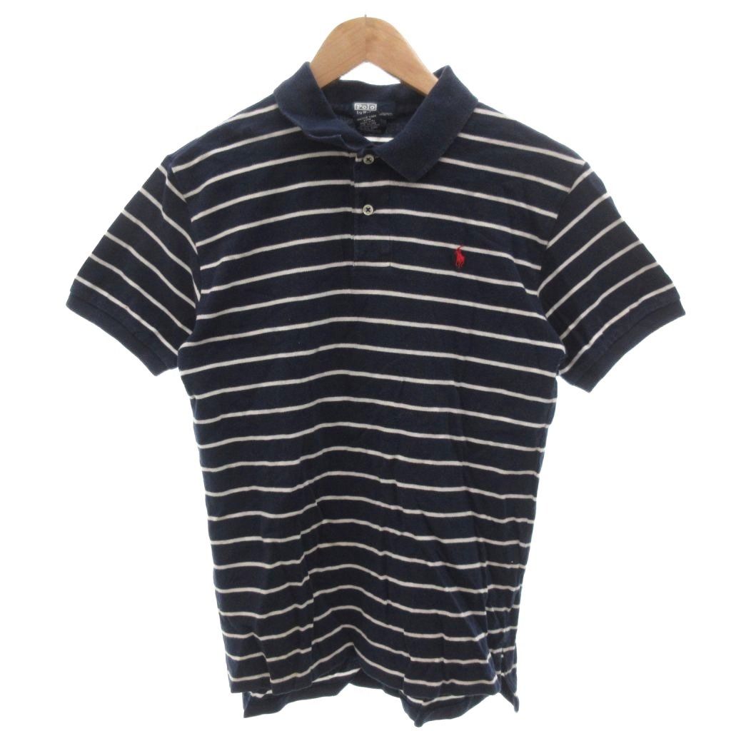 未使用　POLO RALPH LAUREN ポロシャツ L ネイビー　ボーダー POLO by Ralph Lauren L/Sポロシャツ ボーダー ネイビー SIZE L