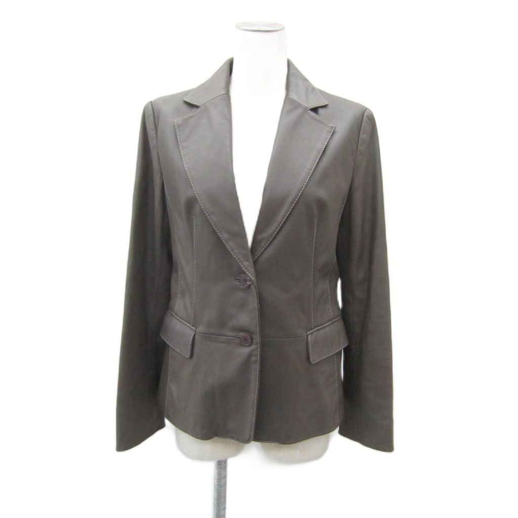 23区 オンワード樫山 テーラードジャケット ミドル丈 レザー 40 L