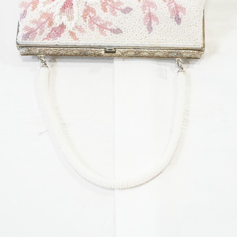 総ビーズバッグ 昭和レトロ がま口 ハンドバッグ 桜 花 フラワー