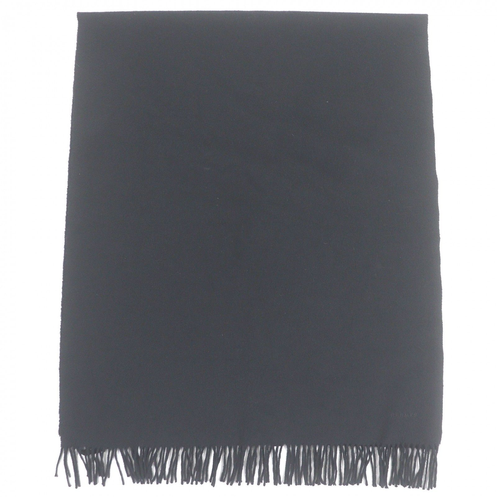 美品□HERMES エルメス カシミヤ100％ ロゴ刺繍 エンブロイダリー 大判