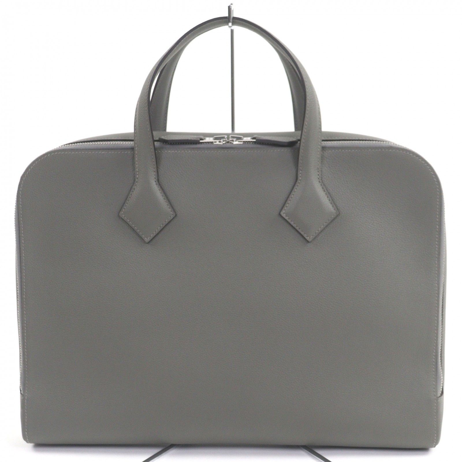 未使用品HERMES エルメス ヴィクトリア ライト エバーカラー レザー ブリーフケース 書類ケース グリメイヤー K刻印 保存袋付き フランス製 メンズ