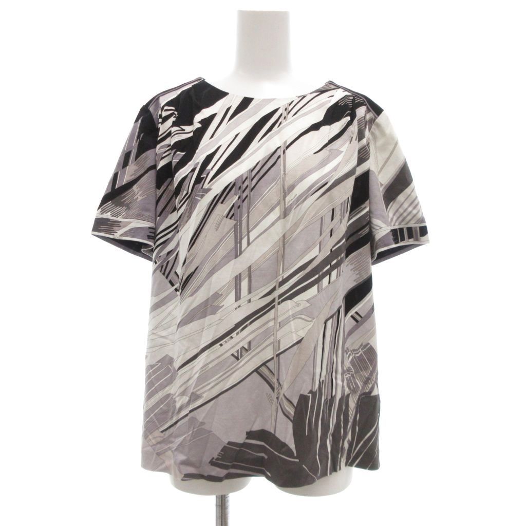 レオナール LEONARD カットソー 半袖 40 グレー ホワイト ブラック 総