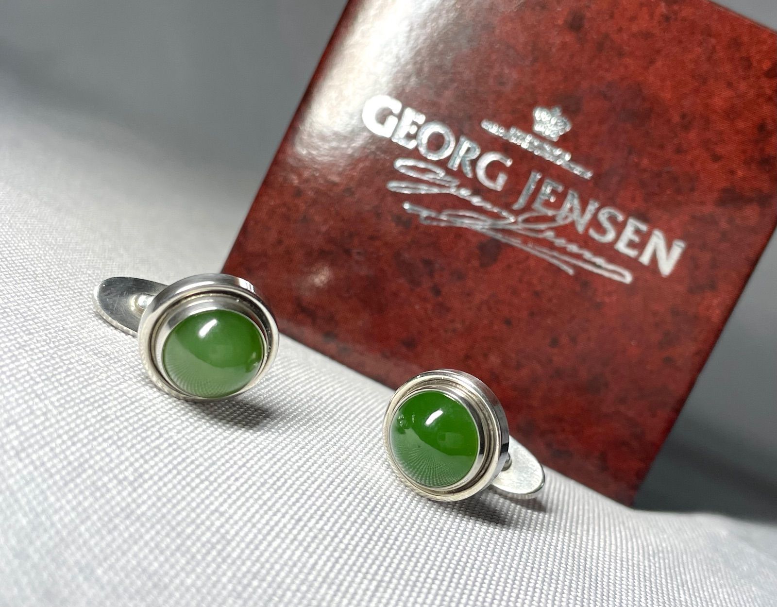 美品 希少 GEORG JENSEN ジョージジェンセン #44D ネフライト ストーン