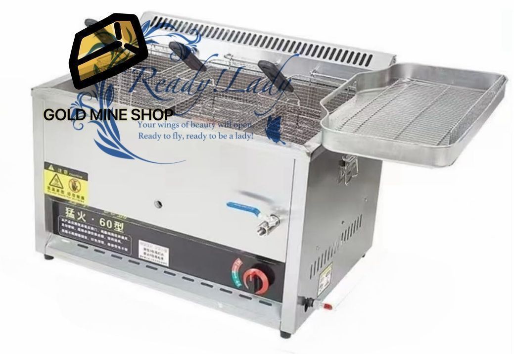 フライヤー 大型 ガスフライヤー ステンレス鋼 揚げバスケット付き