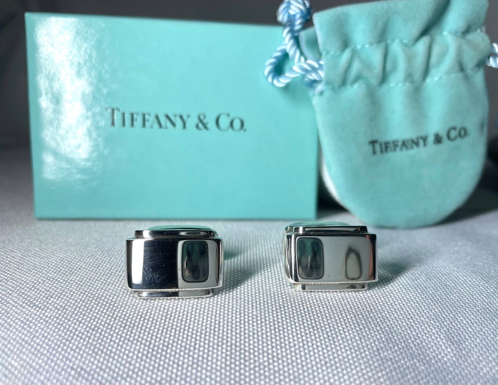 美品 Tiffany ティファニー メトロポリス カフス カフリンクス ボタン