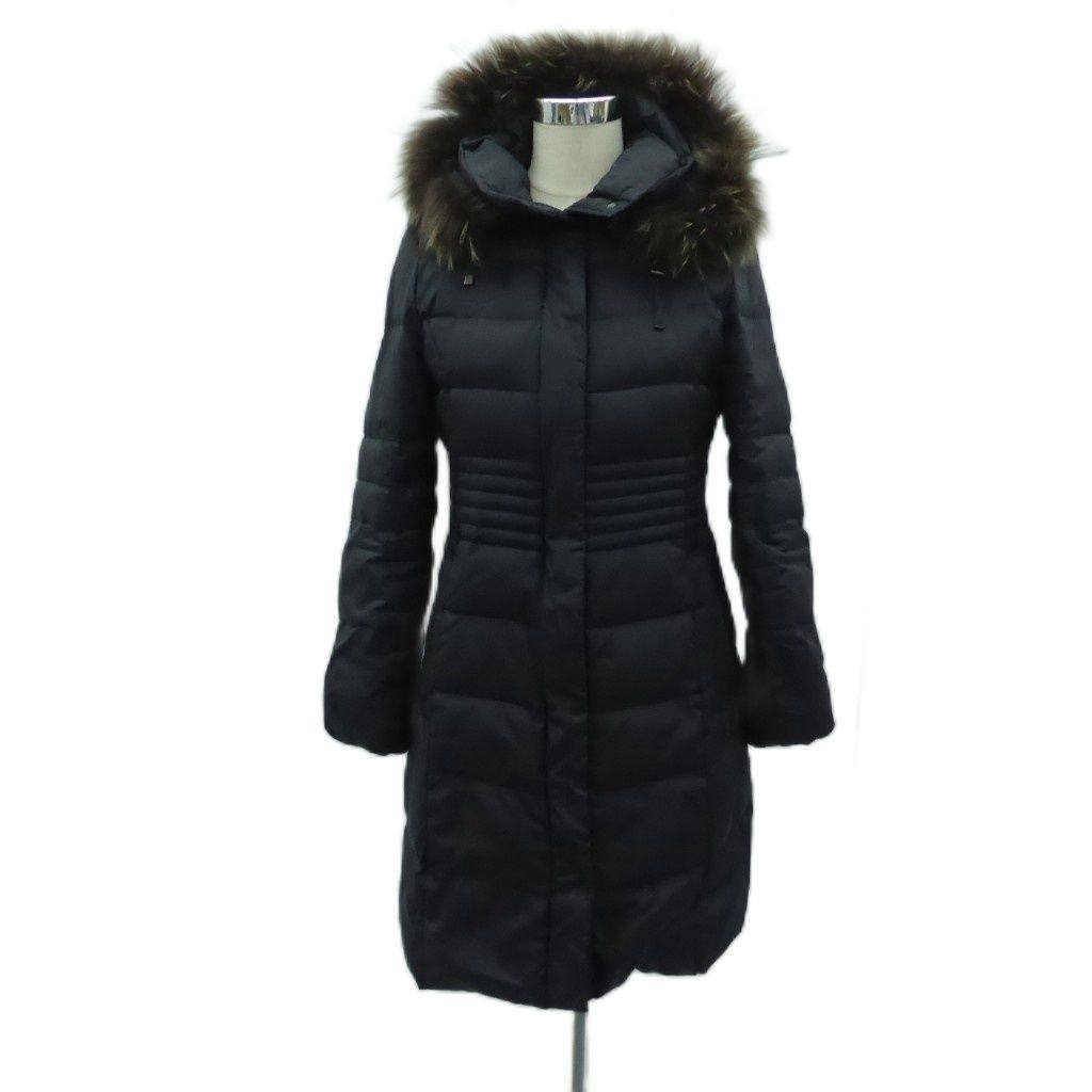 23区 オンワード樫山 ダウンコート ロング丈 40 L 黒 ブラック ファー