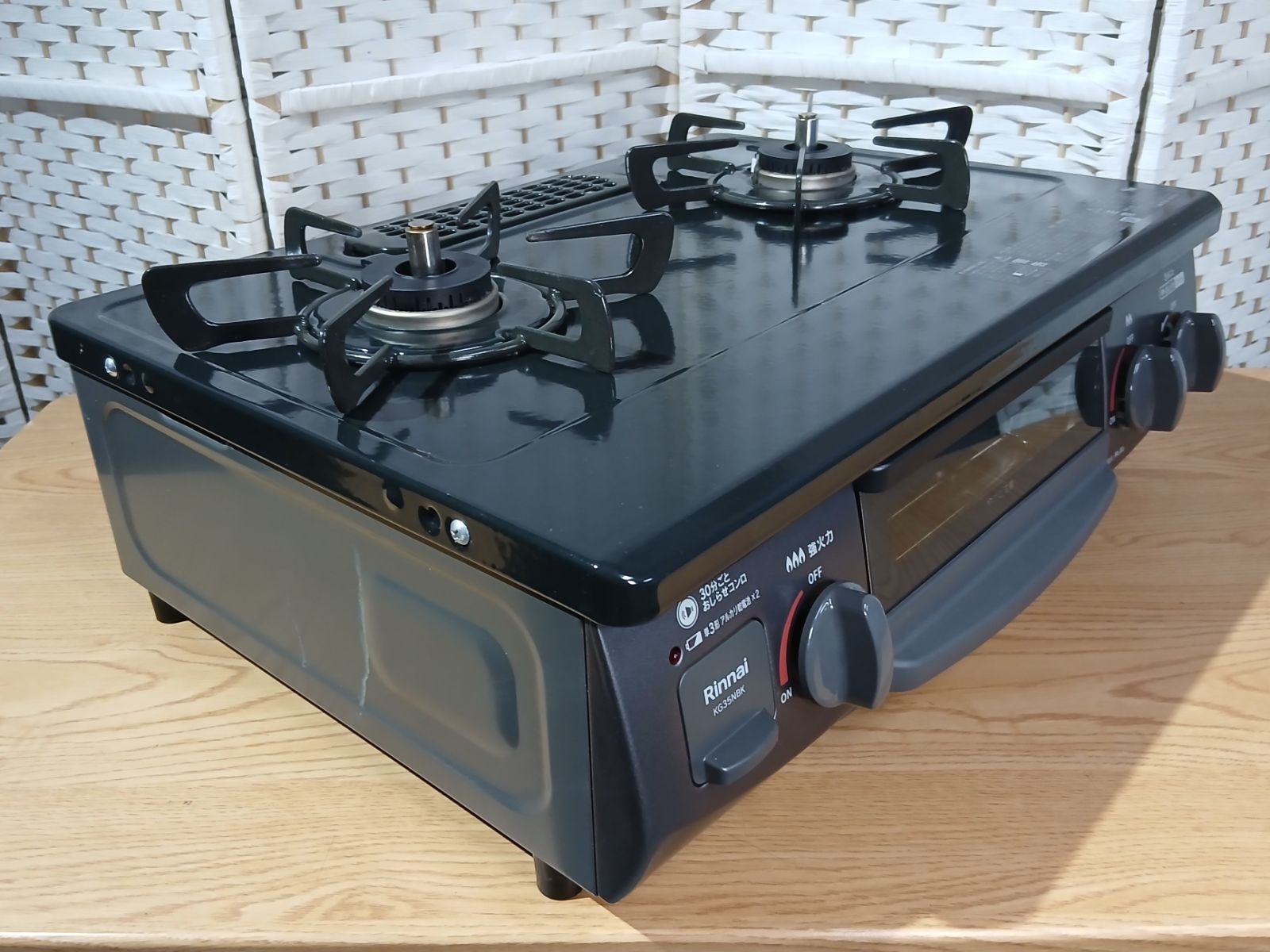 美品 Rinnai リンナイ ガステーブル 都市ガス用 2口コンロ KG35NBKL