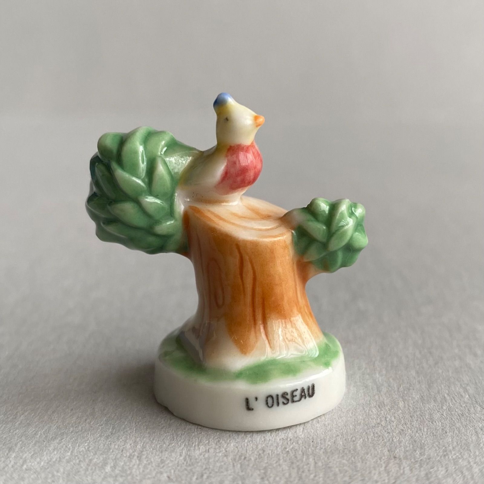 小鳥と切り株のフェーブ／フランス雑貨／陶器ミニチュア／ブロカント