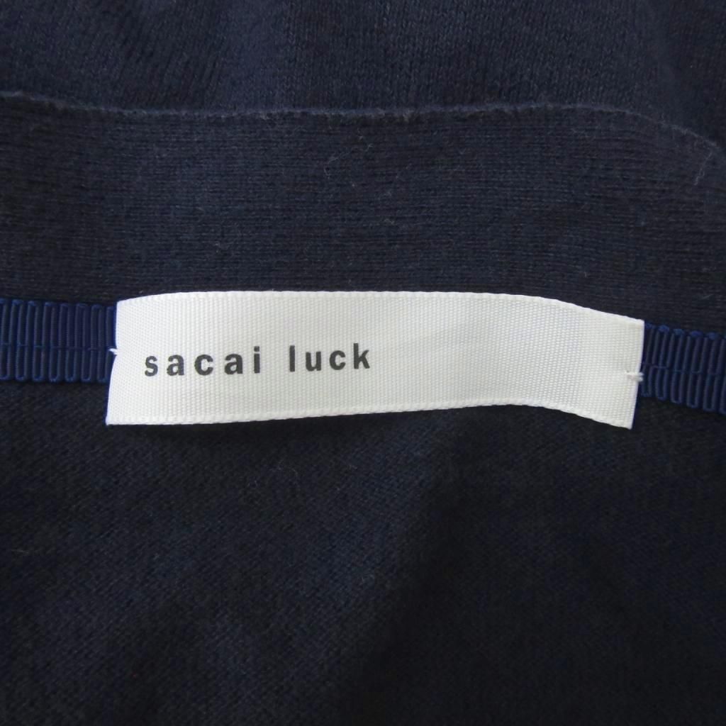 サカイラック sacai luck ニットカーディガン 2 ネイビー 紺 レース