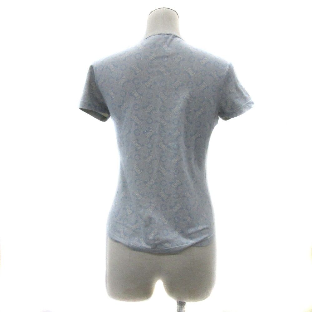 セリーヌ CELINE Tシャツ カットソー マカダム柄 半袖 M 水色 ライト