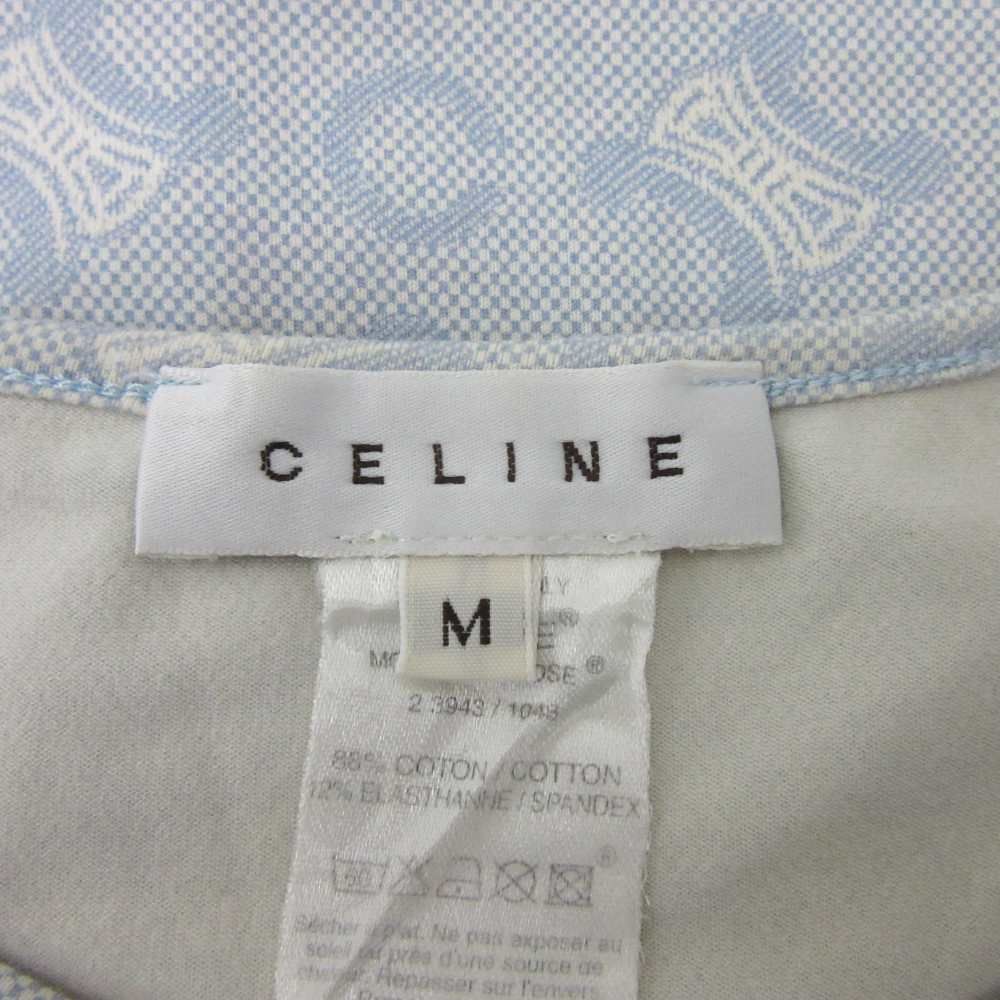 セリーヌ CELINE Tシャツ カットソー マカダム柄 半袖 M 水色 ライト