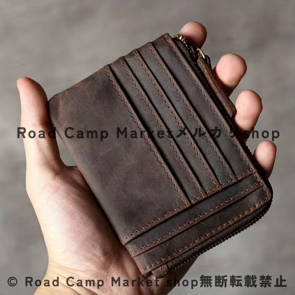 カードホルダー クレイジーホース 本革 メンズ スリムウォレット コーヒーブラウン ジッパー コインパース マルチカードスロット IDホルダー  クレジットカードスロット付き ギフト プレゼント 通勤 通学 お洒落 オシャレ 日常使い モダン 普段使い - メルカリ メンズ財布 ...