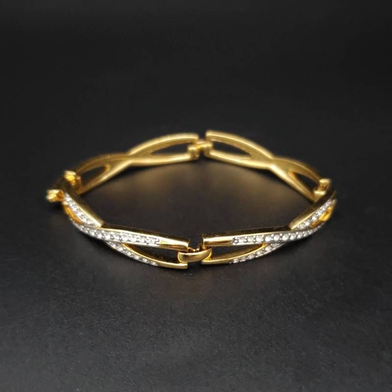 美品 SWAROVSKI スワロフスキー ブレスレット バングル クロスデザイン 