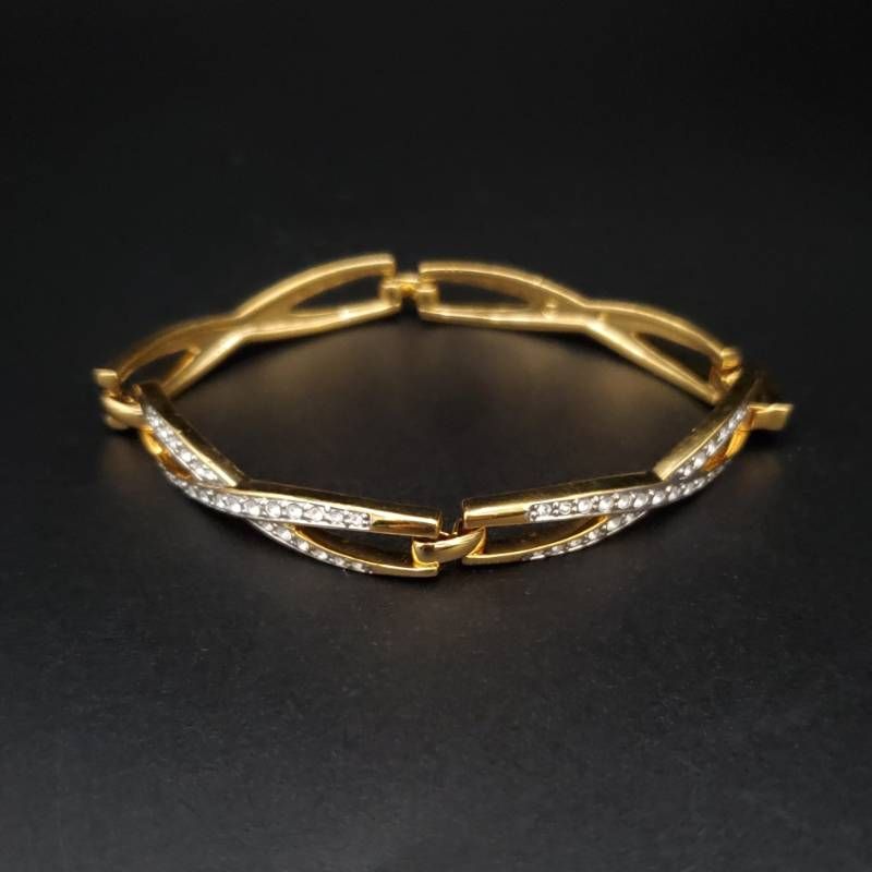 美品 SWAROVSKI スワロフスキー ブレスレット バングル クロスデザイン 