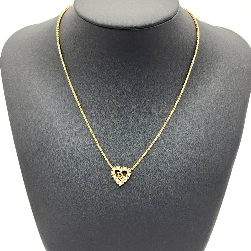 Dior ディオール ネックレス ハート CDロゴ ラインストーン ゴールド Dior ディオール ネックレス ハート CDロゴ ラインストーン ゴールド