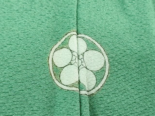 平和屋着物▽本場奄美大島本泥染 赤塚次男監修 色無地 翡翠色 証紙付き