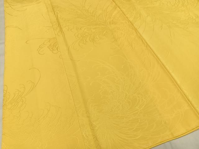 平和屋着物□上質な色無地 乱菊地紋 支子色 正絹 逸品 未使用