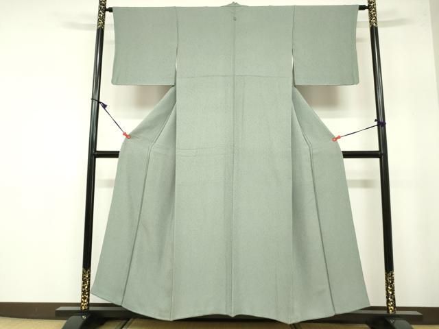 平和屋着物●上質な色無地　霞地紋　鳩羽色　ロング丈　正絹　逸品　未使用　DABA1101ps 平和屋着物□上質な色無地 霞地紋 ワンポイント 深川鼠色 正絹 逸品