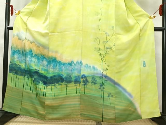 平和屋着物□訪問着 作家物 手描き 遠山風景文 暈し染め 正絹 逸品