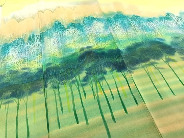 平和屋着物□訪問着 作家物 手描き 遠山風景文 暈し染め 正絹 逸品
