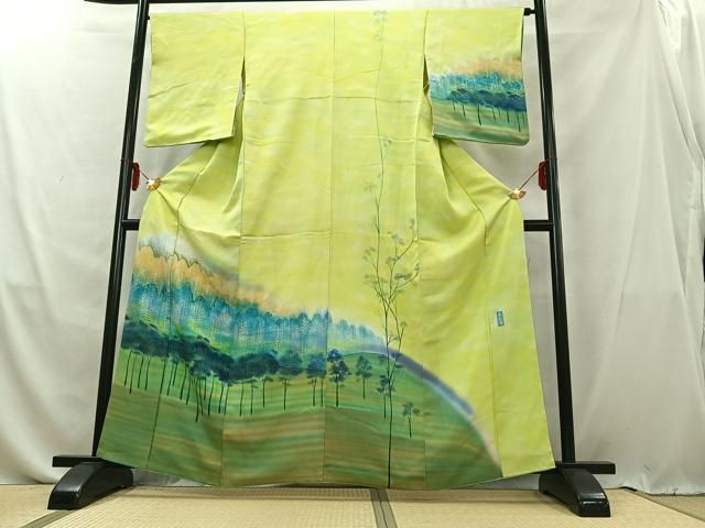 平和屋着物□訪問着 作家物 手描き 遠山風景文 暈し染め 正絹 逸品