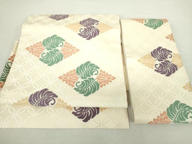 平和屋着物○俵屋 人間国宝 喜多川平朗 有職織物 つけ帯 唐織 花菱文