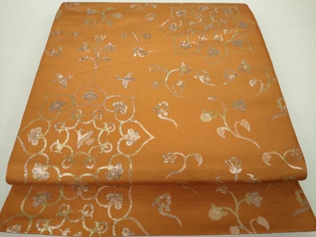 平和屋着物●織物一筋名門　織悦　全通柄　本袋帯　花鳥文　銀糸　正絹　逸品　DABA1702ps 平和屋着物○織物一筋名門 織悦 全通柄 本袋帯 花鳥文 銀糸 正絹 逸品
