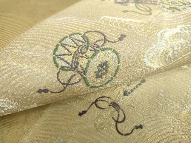 平和屋着物○松尾光琳 六通柄袋帯 立波楽器文 金銀糸 引箔 正絹 逸品