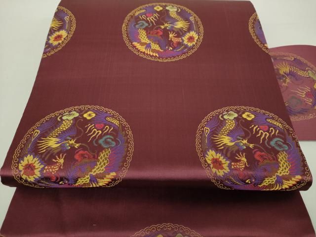 平和屋着物○アンティーク 大正ロマン 九寸名古屋帯 唐織 龍 引き抜き