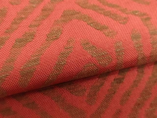 平和屋着物○銀座きしや 六通柄 本袋帯 間道 えんじ色 たとう紙付き