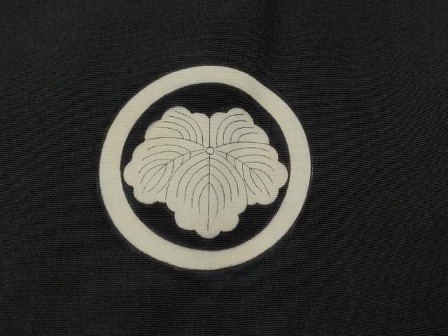平和屋着物∞男性 長羽織 黒紋付 羽裏：動物文 正絹 逸品 CABC3176ua