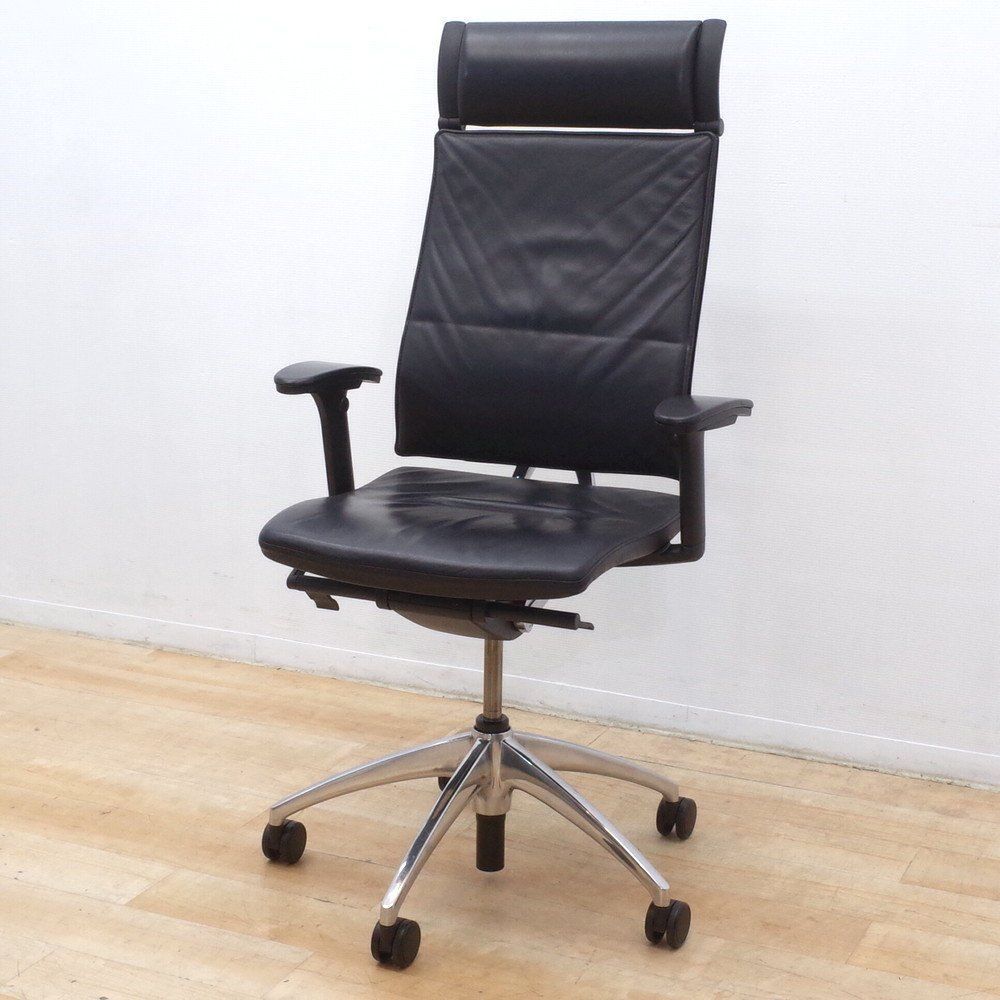 セダス sedus OPEN UP 肘付きオフィスチェア UP-103 ブラック 本革 レザー エクストラハイバック 役員用 EG 18075 オフィス家具