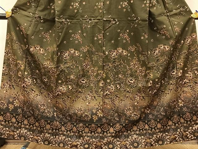平和屋着物○訪問着 本場染大島紬 更紗草花文 正絹 逸品 BAAW5039hj