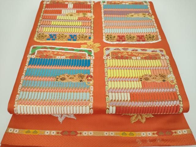 平和屋着物○六通柄 本袋帯 名物裂類綿文 正絹 逸品 DABA0175cm ベスト