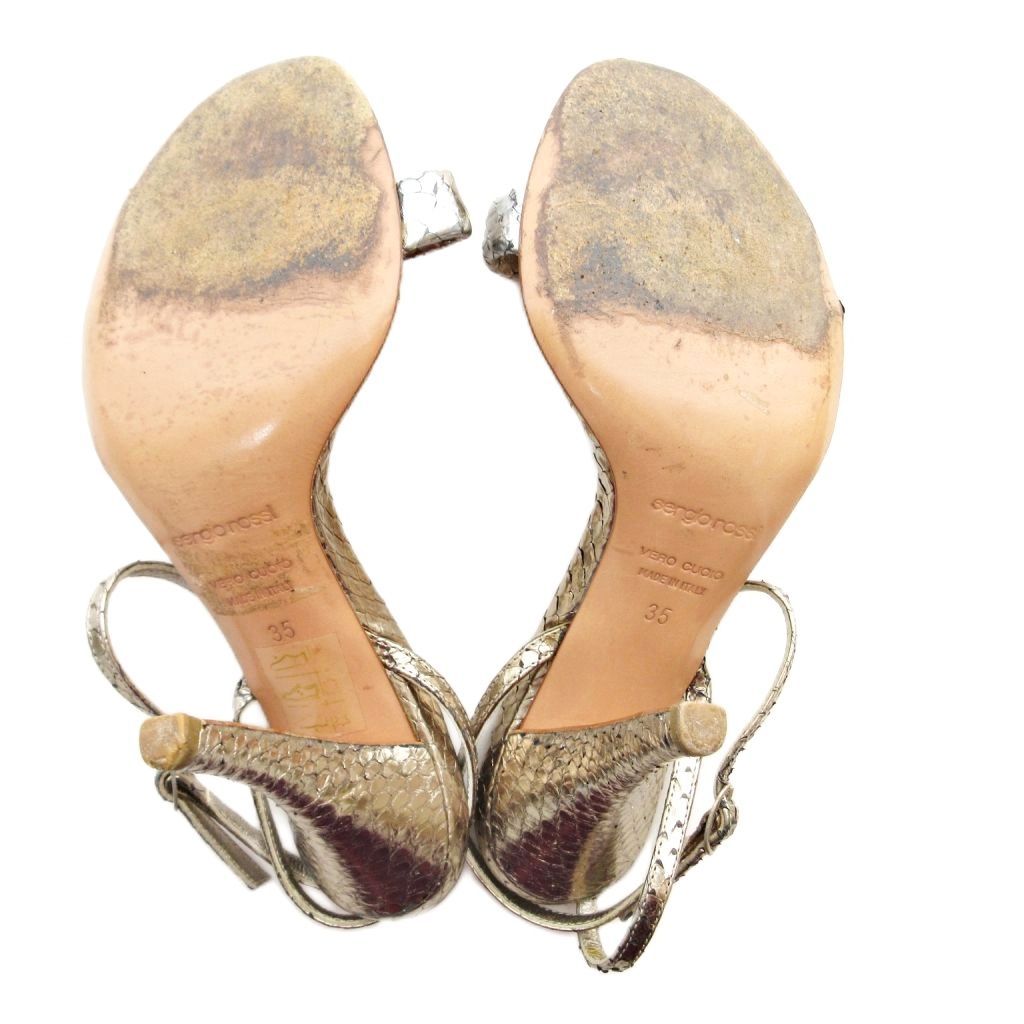 セルジオロッシ Sergio rossi サンダル ピンヒール パイソン型押し