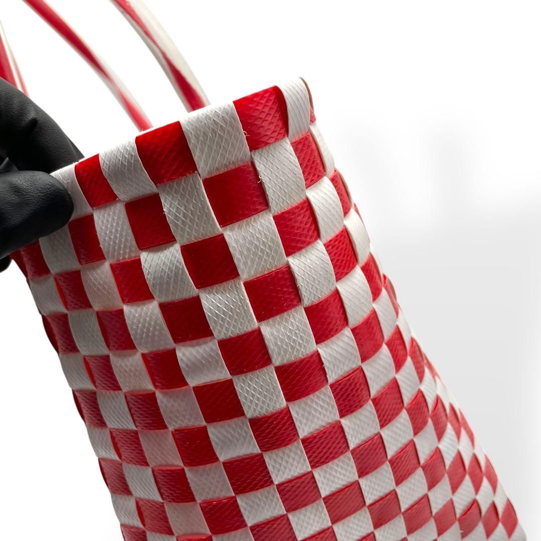極美品 MARNI マルニ ハンドバッグ カゴバッグ 編み込み レッド - メルカリ