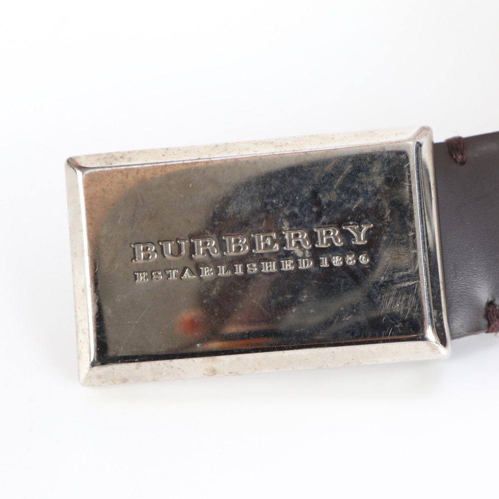 極美品　バーバリー　シルバーバックル　ブランドネームレザー　ブラウン　本革 美品 バーバリー レザー ベルト ブラウン 茶色 シルバー ロゴ バックル