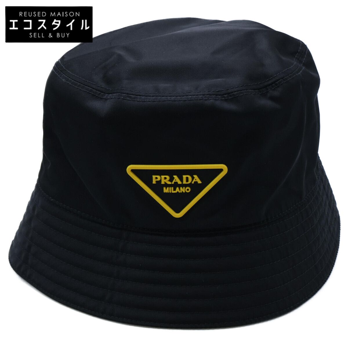 PRADA プラダ トライアングルロゴ ナイロン/ラバー バケットハット M