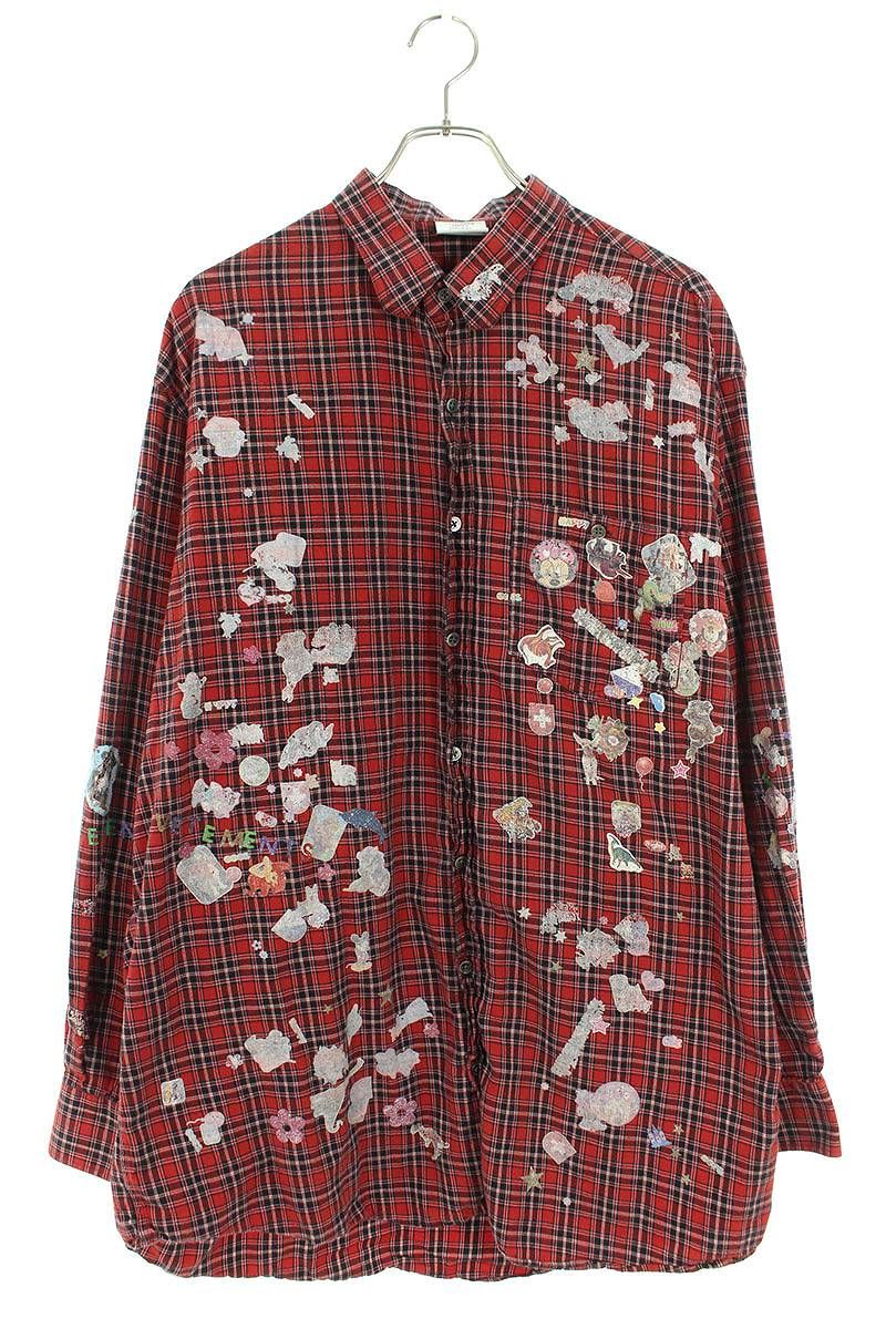 ヴェトモン  UAH19SH305 キャラクターステッカーオーバーサイズチェック長袖シャツ メンズ S ※12/28～1/6 発送・問い合わせ遅延