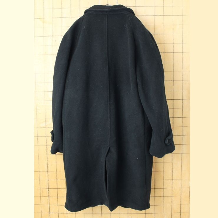 60s 70s EURO West of England ウールコート ブラック メンズL相当 Ray