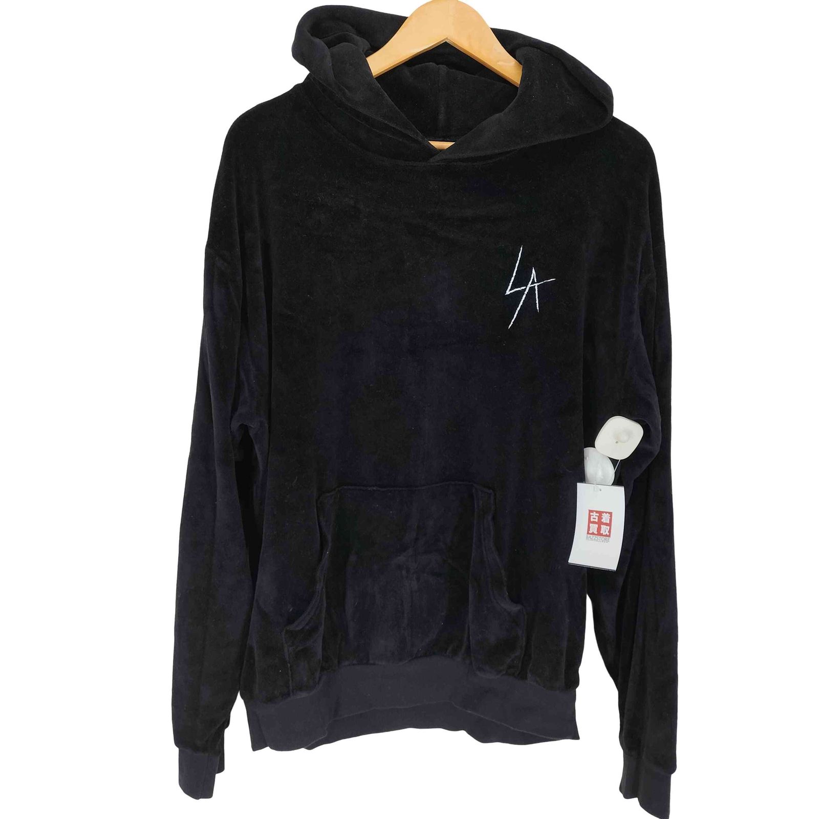 USED古着(ユーズドフルギ) {{LOCAL AUTHORITY}} USA製 ベロア刺繍プルオーバーパーカー import メンズ 表記無 【中古】【ブランド古着バズストア】 ユーズドフルギ USED古着 USA製 ベロア刺繍プルオーバーパーカー