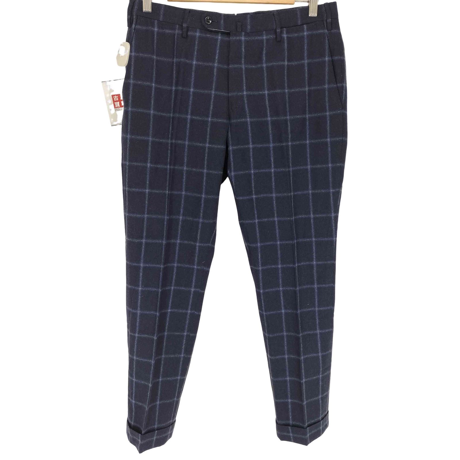 INCOTEX インコテックス スラックス ウール グレー チェック 48 美品 インコテックス INCOTEX SLIM FIT チェックウールパンツ メンズ JPN