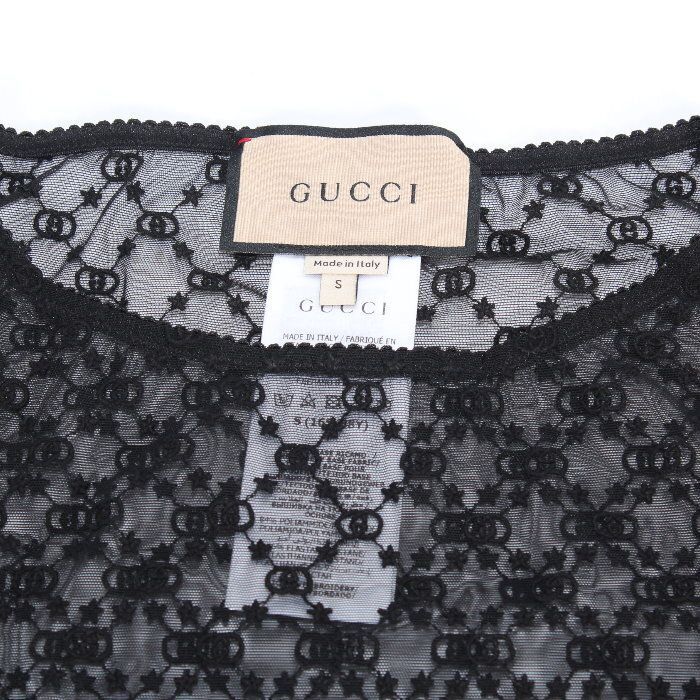 GUCCI GG スター チュール トップ　シースルー　トップス XS GUCCI - GUCCI GG スター チュール トップ シースルー トップス XSの
